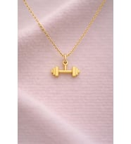 Kişiye Özel Unisex Dambıl Kolye 925K Gümüş (Gold)