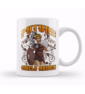 Cute Future Shield Maiden Nordic Viking Warrior Kupa Bardak Porselen