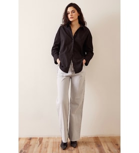 Basic Poplin Gömlek Siyah