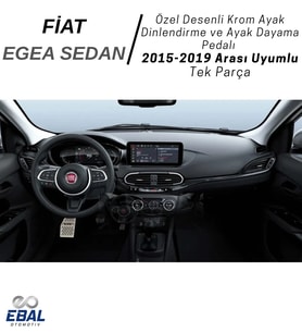 Fiat Egea Sedan (2015-2019) Uyumlu Özel Desenli Krom Ayak Dinlendirme ve Ayak Dayama Pedalı P.Çelik (Gümüş)
