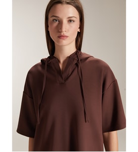 LCW EVERYDAY Kahverengi Düz Kısa Kollu Kadın Hoodie