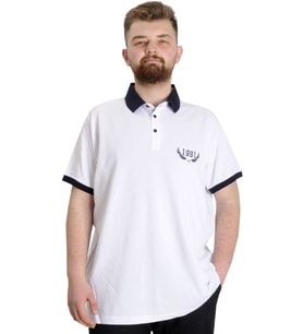 Mode XL Büyük Beden Erkek Polo T-shirt 1991 23341 Beyaz