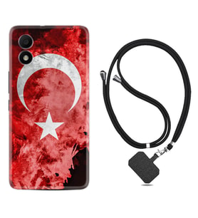 TCL 303 Kılıf Resimli Boyun Askılı İpli Desenli Silikon Şanlı Türk Bayrağı 3 1395