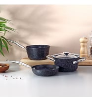 Fecra Starry 4 Parça Mini Granit Tencere Seti Metal Kulplu