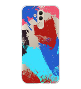 Huawei Mate 20 Lite Uyumlu Kapak Brush Stroke Tasarımlı Şeffaf Silikon Kılıf