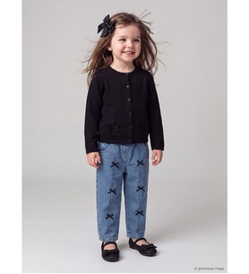 LCW baby İndigo Fiyonklu Kız Bebek Jean Pantolon