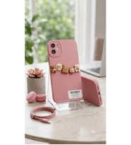 iPhone 11 Uyumlu Ayıcık & Bisküvi Figürlü Pembe Silikon Telefon Kılıfı – Şık Korumalı & Sevimli Tasarım
