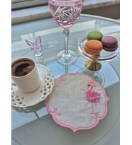 Agbtrend Pembe Flamingo Figürlü Nakışlı Sunum Kokteyl Peçetesi