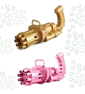 2 ADET PEMBE GOLD ÇOKLU KÖPÜK ATAN KÖPÜK TABANCASI VIP BUBBLES GUN PİLLİ BALONCUK TABANCASI 20X7 CM