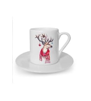 Yılbaşı Noel Temalı Baskılı Beyaz Türk Kahvesi Fincanı