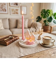 Mumelia Candles Pembe Düşler Evi - Doğal Soya Taştozu Tasarım Mum Seti