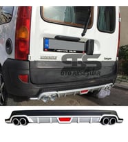 Renault Kangoo Difüzör Arka Tampon Eki 4 Egzoz Çıkışlı Gri Tip