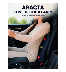 Mey İthalat® Ev Ofis ve Araç İçin Isıtmalı Titreşimli Bel Masaj Yastığı