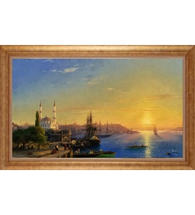 Çerçeveli Paspartulu Manzara Tablo bm1570 (Gold)