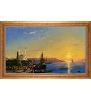 Çerçeveli Paspartulu Manzara Tablo bm1570 (Gold)