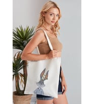 Bugs Bunny Model Baskılı Günlük Kullanım Özel Baskı Bez Omuz Çantası Hediyelik Tote Bag (Bej)