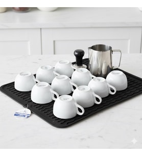 40x30 Cm Bar Lastiği Silikon Kahve Makinesi Pedi Tamper Ve Bulaşık Kurutma Matı Bulaşık Pedi (Siyah)