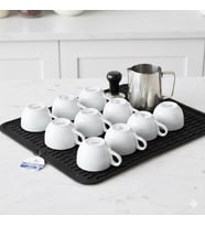 40x30 Cm Bar Lastiği Silikon Kahve Makinesi Pedi Tamper Ve Bulaşık Kurutma Matı Bulaşık Pedi (Siyah)