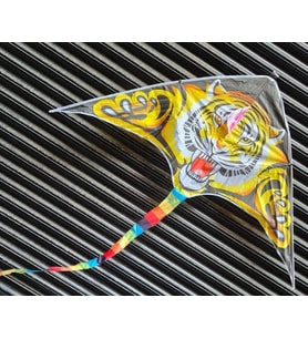 Büyük Boy Kaplan Uçurtma Tiger Kite 160 cmx75 cm Aslan Uçurma-Kuyruk 120 cm 30 mt ip Dahil