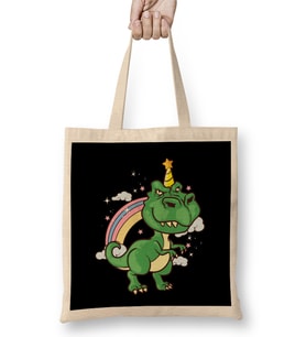 Funny Dinosaur Unicorn Unisaur Mythical Animal Bez Çanta Uzun Saplı