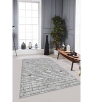 Gri Taş Desenli Kaymaz Taban Makinede Yıkanabilir Halı TL01 - 100 x 160 cm