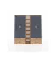 Arges Dolap 12 Raflı 4 Çekmeceli 2 Askılı 220x30x243 Çam-Antrasit/Çam