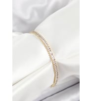 Pirinç Zirkon Taşlı İnce Su Yolu Model Gold Renk Kadın Bileklik - TJ-BB7034