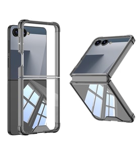 Galaxy Z Flip 7 Kılıf Full Camlı Kıpta Kapak (Siyah)