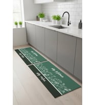 Valerine Life Benim Mutfağım Benim Kurallarım Mutfak Matı Halısı Kaymaz Tezgah Önü Paspası İkili Set (Siyah)