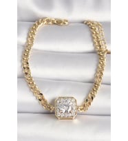 Pirinç Gold Renk Zincir Kare Zirkon Taş Model Xuping VIP Seri Kadın Bileklik