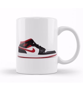 Jordan 1 Mid Gym Red Black White Kupa Bardak Porselen