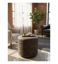 Modern Lüks Yuvarlak Uzun Puf Tabure  Salon Oturma Odası Dekoratif Ayak Uzatma Taburesi