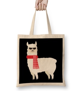 Cute & Adorable Llama With Cool Sunglasses Bez Çanta Uzun Saplı