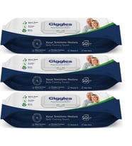 Giggles Yetişkin Vücut Temizleme Islak Mendil Havlu 150 Yaprak XL (Beyaz Sabun Kokulu) (3PK*50)