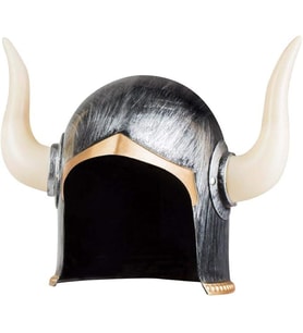 Mega Boynuzlu Viking Ivar Kaskı Eskitilmiş Desen Gümüş Renk