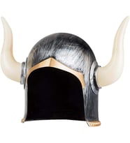 Mega Boynuzlu Viking Ivar Kaskı Eskitilmiş Desen Gümüş Renk