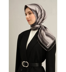Armine Tivil İpek Eşarp 9327 - 83 Siyah Karışık Desen