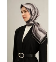 Armine Tivil İpek Eşarp 9327 - 83 Siyah Karışık Desen
