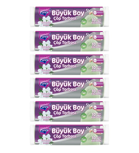 Büzgülü 10'lu Çöp Torbası Yasemin Kokulu Büyük Boy 65 x 70 cm Altılı Paket