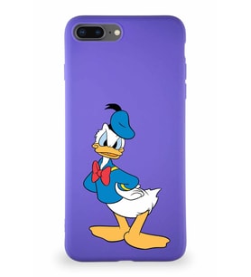Apple iPhone 8 Plus Soft Premier Kapak Donald Duck-D Tasarımlı Silikon Kılıf - Mor (Şeffaf)
