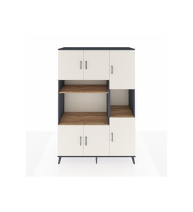 Hyperion Dolap 9 Raflı 6 Kapaklı 132x44x195 Antrasit-Aytaşı/Çam
