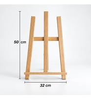 Ahşap Şövale Sergileme Standı (50 cm) - Doğal Ahşap Rengi