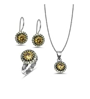 Sitrin Taşlı El işi Otantik Gümüş Üçlü Set 201024829