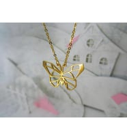 24 Ayar Has Altın Kaplama Origami Kelebek Gümüş Kolye