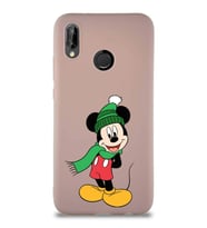 Huawei P20 Lite Soft Premier Kapak Mickey Mouse-G Tasarımlı Silikon Kılıf - Pudra (Şeffaf)