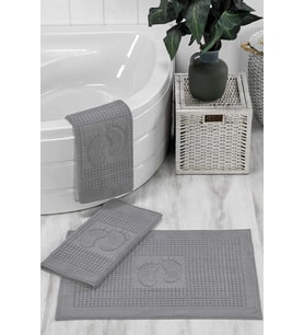 3 Lü Banyo Ayak Havlusu %100 Pamuklu 50x70 Cm Açık Gri