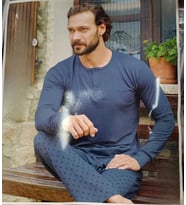 Aydoğan Erkek Modal Uzun Kollu  Pijama Takımı 3492 - 1 Adet (Mavi)
