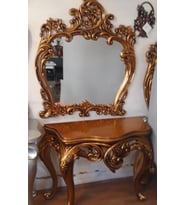 Dresuar 19576 ŞAH Altın Renk Boya POLYESTER DÖKM Aslan Ayak El Oyma Ayna El Yapım (Gold)