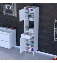 Modilayn ARDA Banyo Dolabı 50x173x32,5cm 1 çekmece 2 kapak ve 7 raflı İhtiyaca uygun kolay kurulum