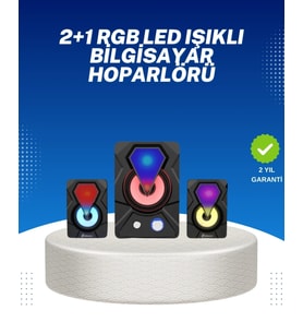 Rgb Işıklı Usb Hoparlör Seti 9w Çıkış Gücü Derin Bas
